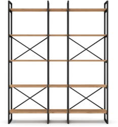 Marckeric Fekete-natúr színű polcos állvány tölgyfa dekorral 144x175 cm Dusan - Marckeric