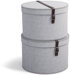 Bigso Világosszürke fedeles karton tárolódoboz szett 2 db-os ø 37, 5x25, 5 cm Rut - Bigso Box of Sweden