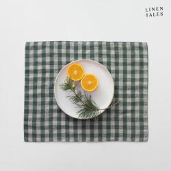 Linen Tales Len tányéralátét 35x45 cm Forest Green Gingham - Linen Tales