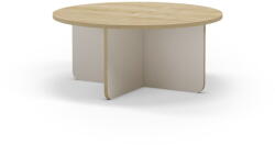 Marckeric Krémszínű-natúr színű kerek dohányzóasztal tölgyfa dekoros asztallappal ø 80 cm Hillary - Marckeric