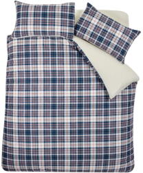 Catherine Lansfield Kék-bézs kétszemélyes sherpa ágyneműhuzat 200x200 cm Cosy Sherpa Check - Catherine Lansfield