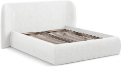 Makamii Fehér kárpitozott ágyneműtartós franciaágy ágyráccsal 140x200 cm Hauke - Makamii