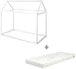 Roba Fehér borovi fenyő házikó alakú gyerekágy matraccal-ágyrács nélkül 70x140 cm House Bed - Roba