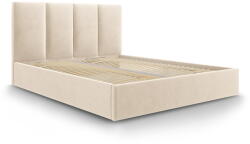 Mazzini Sofa Bézs kárpitozott franciaágy tárolóhellyel ágyráccsal 160x200 cm Juniper - Mazzini Beds