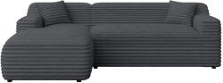 Ropez Sötétszürke kordbársony sarokkanapé (bal oldali-heverő résszel) Martin - Ropez