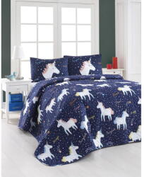 Mijolnir Magic Unicorn Dark Blue steppelt ágytakaró és 2 db párnahuzat, 200 x 220 cm - Eponj Home
