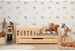 Adeko Natúr színű ágyneműtartós gyerekágy kihúzható pótággyal, ágyráccsal 140x200 cm CP - Adeko