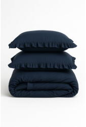 Mila Home Luxury Sötétkék kétszemélyes-hosszabbított renforcé pamut ágyneműhuzat 240x220 cm Ruffle Striped - Mila Home Luxury