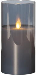 Star Trading M-Twinkle szürke LED viaszgyertya üvegben, magasság 15 cm - Star Trading