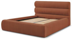 Bobochic Narancssárga kárpitozott franciaágy tárolóhellyel, ágyráccsal 160x200 cm Jagna - Bobochic Paris