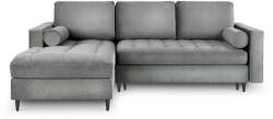 Milo Casa Santo világosszürke kinyitható bársony sarokkanapé, bal oldali - Milo Casa