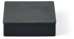 LIND DNA Fekete-antracitszürke fedeles-dekoratív fa-öko bőr tárolódoboz 11x11x3, 5 cm Square Nupo - LIND DNA