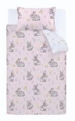 Catherine Lansfield Rózsaszín egyszemélyes gyerek ágyneműhuzat 135x200 cm Bunny Tails Ditsy Flowers - Catherine Lansfield