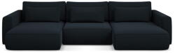 Makamii Sötétkék bársony kinyitható-tárolóhelyes (U alakú) sarokkanapé Kapua - Makamii