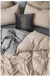 Mila Home Szürke-bézs kétszemélyes hosszabbított négyrészes renforcé pamut ágyneműhuzat lepedővel 200x220 cm - Mila Home