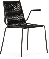 Marckeric Fekete fém karfás-rakásolható étkezőszék szett 2 db-os Emily - Marckeric