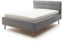meise.möbel Szürke kárpitozott ágyneműtartós franciaágy ágyráccsal 140x200 cm Lotte - Meise Möbel
