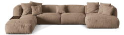 Micadoni Világosbarna bársony moduláris sarokkanapé (bal oldali-U alakú) Martina - Micadoni