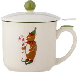 Bloomingville Krémszínű agyagkerámia bögre karácsonyi mintával, szűrővel 300 ml Valentin - Bloomingville - bonami - 7 370 Ft