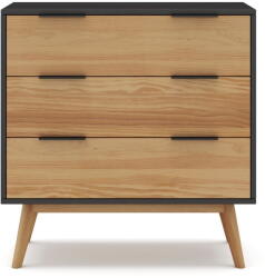 Marckeric Fekete-natúr színű borovi fenyő magas komód 80x83 cm Lavis - Marckeric