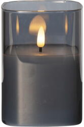 Star Trading Flamme szürke LED viaszgyertya üvegben, magasság 12, 5 cm - Star Trading