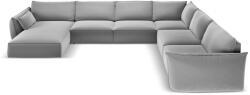 Mazzini Sofas Világosszürke bársony sarokkanapé (jobb oldali-U alakú) Vanda - Mazzini Sofas