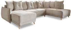 Miuform Bézs kordbársony kinyitható sarokkanapé (jobb oldali-U alakú) Lazy Lukka - Miuform