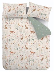 Catherine Lansfield Zöld-bézs egyszemélyes ágyneműhuzat 135x200 cm Enchanted Twilight Animals - Catherine Lansfield