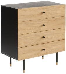Woodman Fekete-natúr színű magas komód tölgyfa dekorral 80x87 cm Jugend - Woodman