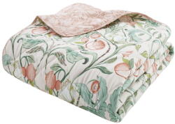Catherine Lansfield Zöld-rózsaszín ágytakaró franciaágyra 220x230 cm Clarence Floral - Catherine Lansfield