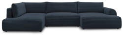 Bobochic Paris Sötétkék kordbársony kinyitható-tárolóhelyes sarokkanapé (bal oldali-U alakú) Lucien - Bobochic Paris