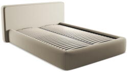 Makamii Bézs kárpitozott ágyneműtartós franciaágy ágyráccsal 140x200 cm Kiana - Makamii