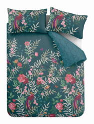 Catherine Lansfield Sötétzöld kétszemélyes hosszabbított ágyneműhuzat 230x220 cm Tropical Floral Birds - Catherine Lansfield