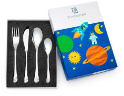 Zilverstad Ezüstszínű rozsdamentes acél gyerek evőeszköz készlet 4 db-os Space - Zilverstad