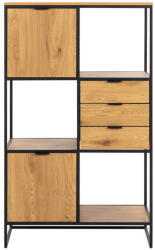 Actona Fekete könyvespolc tölgyfa dekorral 85x141 cm Swindon - Actona