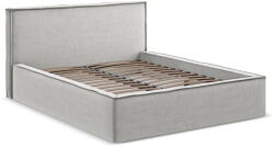 Makamii Világosszürke kárpitozott ágyneműtartós franciaágy ágyráccsal 160x200 cm Anani - Makamii