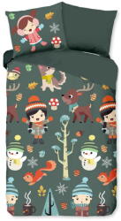 Good Morning Sötétzöld egyszemélyes-hosszabbított pamut gyerek ágyneműhuzat 140x220 cm Fun - Good Morning