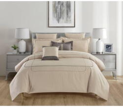 Mila Home Luxury Bézs hatrészes egyszemélyes renforcé pamut ágyneműhuzat lepedővel 140x200 cm Calm of Lines - Mila Home Luxury