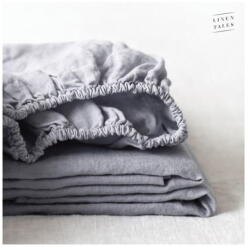 Linen Tales Világosszürke gumis len lepedő 140x200 cm Light Grey - Linen Tales