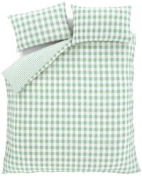 Catherine Lansfield Zöld kétszemélyes-hosszabbított krepp ágyneműhuzat 230x220 cm Seersucker Gingham Check - Catherine Lansfield