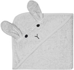 Kindsgut Szürke pamut kapucnis gyerek törölköző 76x76 cm Rabbit - Kindsgut