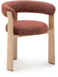 Kave Home Natúr színű-terrakotta színű kőrisfa karfás étkezőfotel Granite - Kave Home