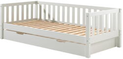 VIPACK Fehér borovi fenyő gyerekágy kihúzható pótággyal, ágyráccsal 90x200 cm Fritz - Vipack