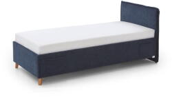 meise.möbel Sötétkék kárpitozott ágyneműtartós gyerekágy ágyráccsal 90x200 cm Fun - Meise Möbel