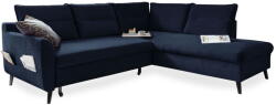 Miuform Stylish Stan L sötétkék kinyitható bársony sarokkanapé, jobb oldali - Miuform