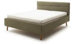 meise.möbel Zöld kárpitozott ágyneműtartós franciaágy ágyráccsal 180x200 cm Lotte - Meise Möbel