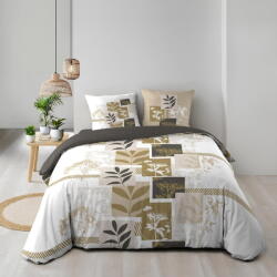 douceur d'intérieur Fehér-barna kétszemélyes-hosszabbított pamut ágyneműhuzat 240x220 cm Utopia - douceur d'intérieur