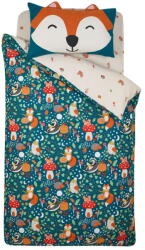 Catherine Lansfield Zöld-bézs kétszemélyes gyerek ágyneműhuzat 200x200 cm Fox and Woodland Friends - Catherine Lansfield