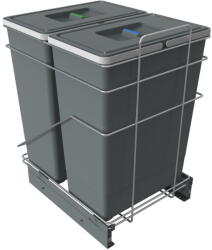 Elletipi Szürke műanyag szelektív beépíthető szemetes 42+42 l Ecofil - Elletipi