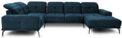 Eltap Sötétkék bársony sarokkanapé (bal oldali-U alakú) Neviro - ELTAP